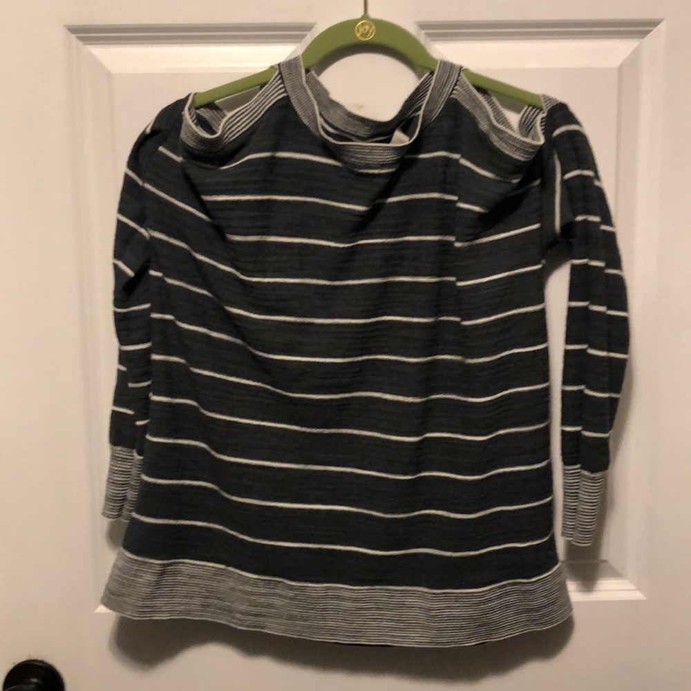 Grey white sweater with open shoulder